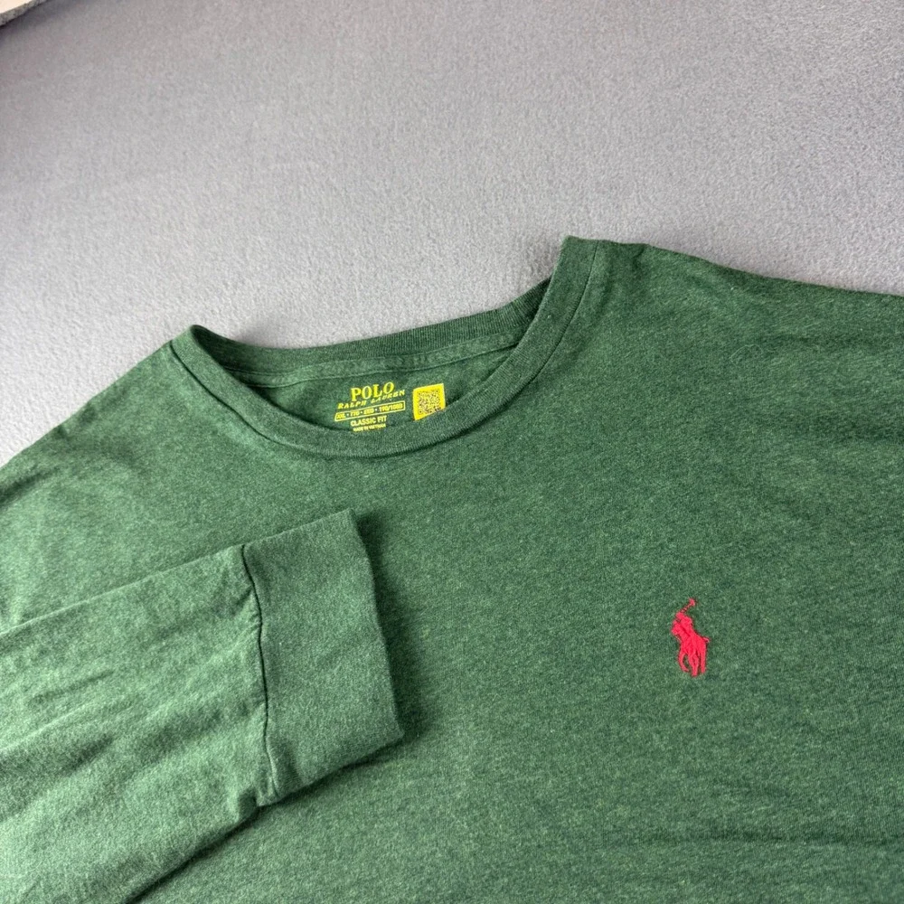 Polo Ralph Lauren Shirt Men's 2XL Green Long Sleeve Classic Fit Pony Logo Tee